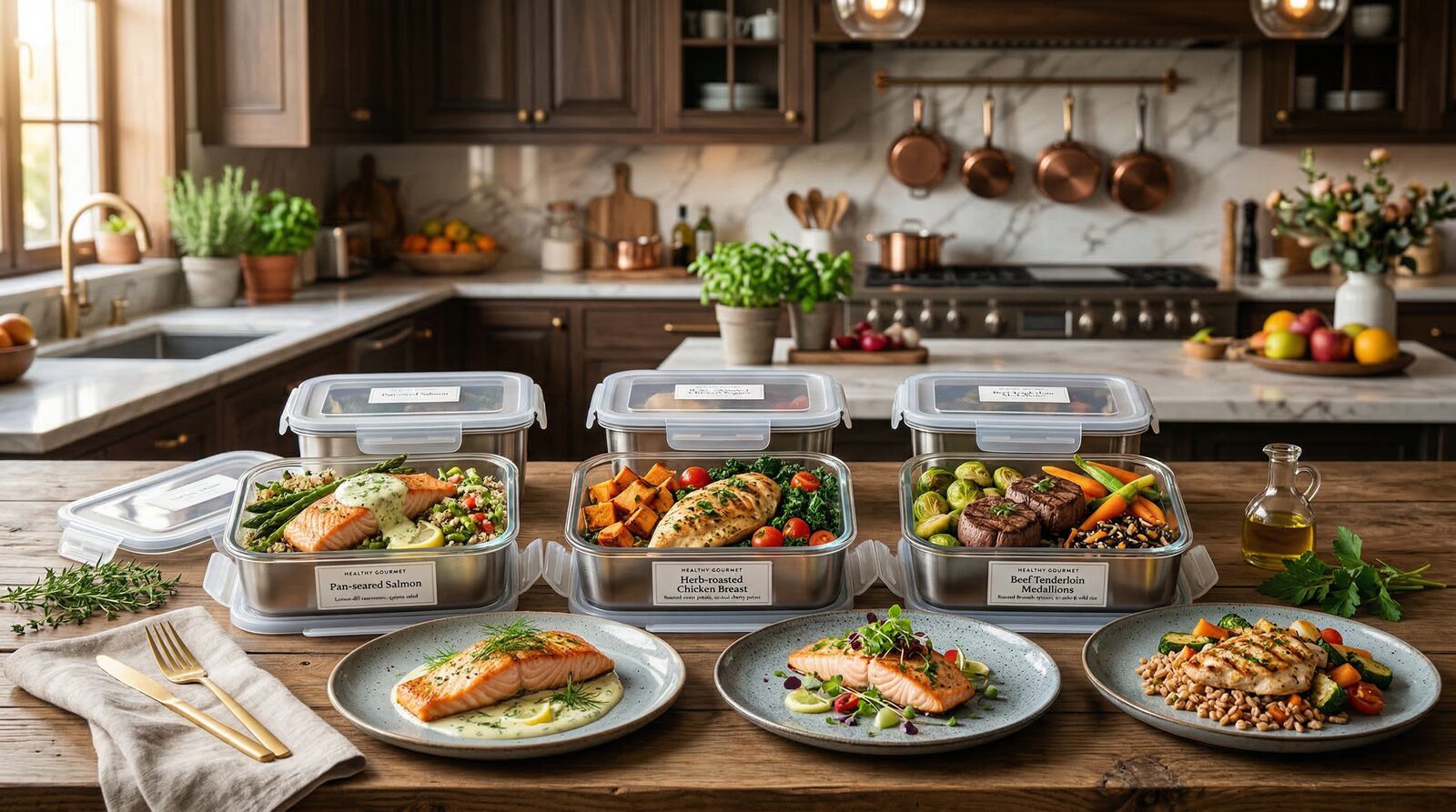 Beautifully plated gourmet healthy meals